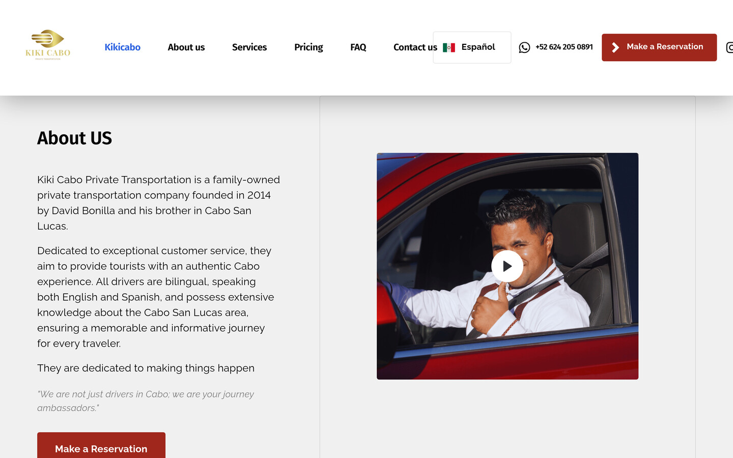 Kiki Cabo Transportation Website